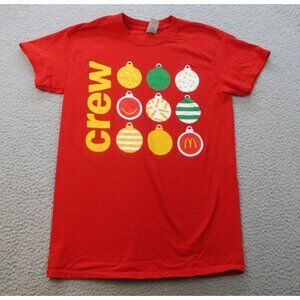 McDonalds Employee Christmas Shirt Men Small Crew Holiday Fast Food Short Sleeve
